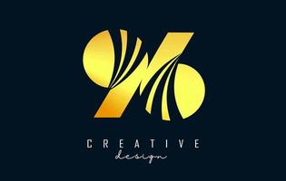 Golden Creative number 96 9 6 logo with leading lines and road concept design. Number with geometric design. vector