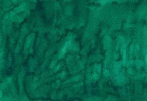 Watercolor dark emerald background texture. Aquarelle abstract green blue backdrop. Horizontal template. photo