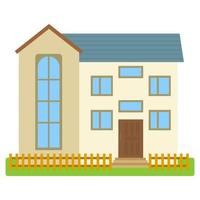 Private house with gray walls on a white background. Vector illustration.