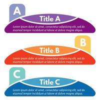 Set of three horizontal colorful options banners. Step by step infographic design template. Vector illustration