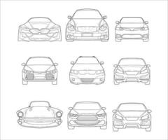 Collection of Outline Sketch Car Modern Vector