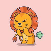 Cute lion farting cartoon design vector