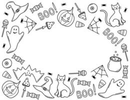 conjunto de dibujos animados de íconos de halloween, ilustración de fideos vectoriales, elementos festivos día de los muertos vector