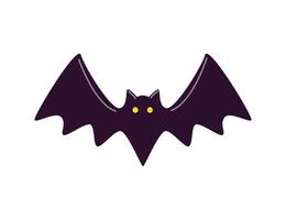 Halloween flying bat isolated on white background. Vector illustration cartoon, funny vampire bat.