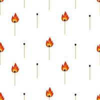 Seamless pattern of a match and a match burning with fire. Vector illustration background.