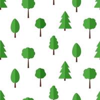 Seamless Pattern Set of trees with a green crown, vector illustration of a tree icon.