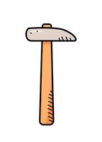 Hammer construction tool, vector doodle cartoon illustration isolate on white.