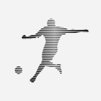 man playing football sharp line flat vector illustration