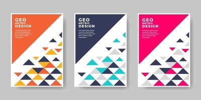 Collection of cover designs in a colorful geometric style. Vector illustration.