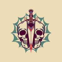 Skull And Sword Retro Illustration vector