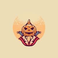 Dracula Pumpkin Halloween Retro Illustration vector