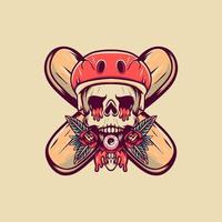 Skull And Skateboard Retro Illustration vector