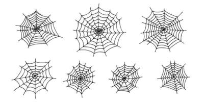 Simple set of hand drawn spider web illustration. Cute gossamer clipart. Halloween doodle vector
