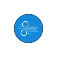 Circle with Wind sign linear vector concept blue icon