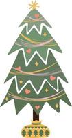 Christmas tree with decorations and star flat icon for apps and web vector