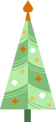 Christmas tree with decorations and star flat icon for apps and web