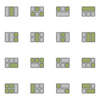 Web Grid Filled Line Icon Set vector