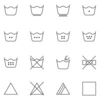 Laundry Guide Line Icon Set vector