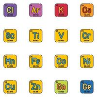 Periodic Table Filled Line Icon Set vector