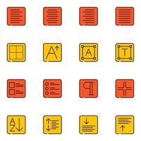 Alignment Filled Line Icon Set Vector