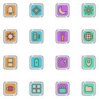 Mobile Setting Filled Line Icon Set vector