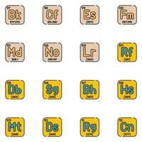 Periodic Table Filled Line Icon Set vector