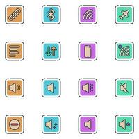 Mobile Setting Filled Line Icon Set vector