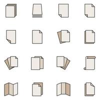 vector de conjunto de iconos de línea llena de papel