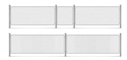 Fence mesh from wire, metal grid with gate 3d vector