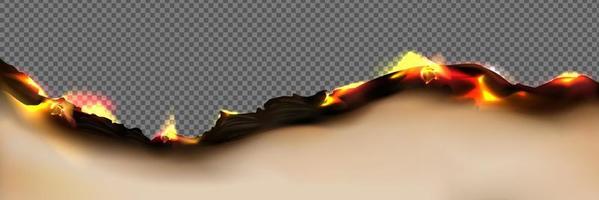 Burnt paper edge with fire and black ash vector