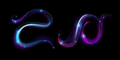 Neon magic swirl, wind effect purple twirl light vector