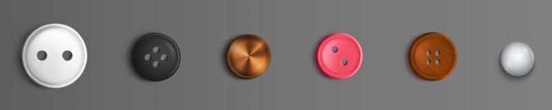 Sewing buttons with holes and solid design set vector