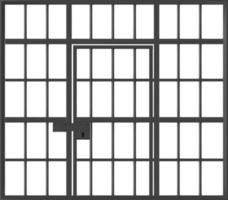 Prison cage with locked door, jail with metal bars vector