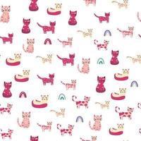 Childish seamless pattern with animals and rainbow. Kids pastel textile print vector