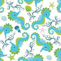 Seamless pattern with detailed transparent jellyfish. Childish seamless pattern with cute hand drawn fishes and jellyfishes in doodle style. Trendy nursery background vector