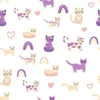 Childish seamless pattern with animals and rainbow. Kids pastel textile print vector