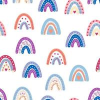 Rainbow seamless pattern in pastel colors. Scandinavian baby hand drawn illustration for textiles and newborn clothes. vector