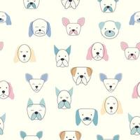 Seamless childish pattern with dog animal faces. Creative nursery background vector