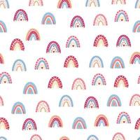 patrón sin fisuras del arco iris en colores pastel. bebé escandinavo dibujado a mano ilustración para textiles y ropa recién nacida. vector