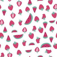Seamless watermelon and strawberry pattern. vector