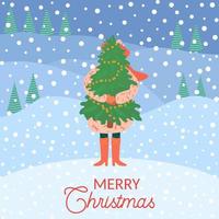 Christmas and Happy New Year illustrations. Trendy retro style. vector