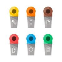 Collection of colorful separation recycle bin icon. Vector illustration