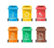 Collection of colorful separation recycle bin icon. Vector illustration