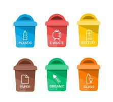 Collection of colorful separation recycle bin icon. Vector illustration