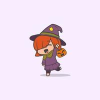 Graphic Little Witch feeling happy vector