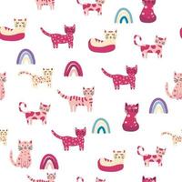 Childish seamless pattern with animals and rainbow. Kids pastel textile print vector