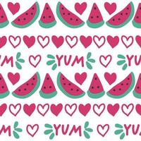 Seamless watermelon and strawberry pattern. Strawberries seamless hand drawn pattern vector