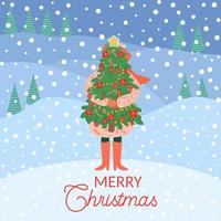 Christmas and Happy New Year illustrations. Trendy retro style. vector