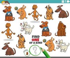 one of a kind task with funny cartoon dogs vector