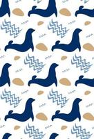 children blue pattern fur seal wave vector image kids